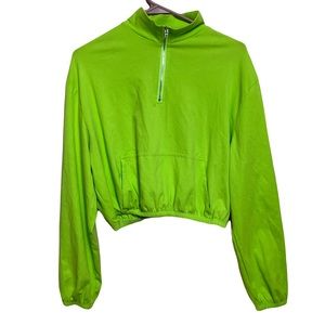 Neon Green Pullover Long Sleeve Size Medium 1/4 Zip